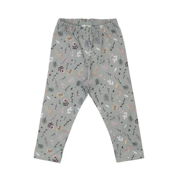 Walkiddy Kinder Leggings GOTS zertifiziert – Grau mit Blumenmuster, weich & bequem | von Walkiddy, Grün, – Produktbild 1 von 2