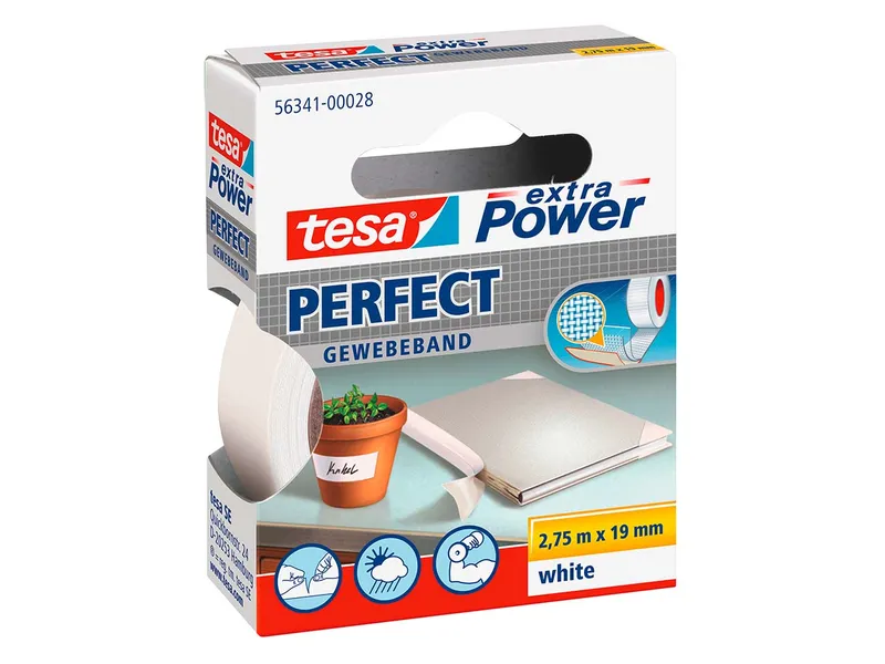 Tesa Tesa Gewebeband 2,75m x 19mm weiß – Produktbild 2 von 7
