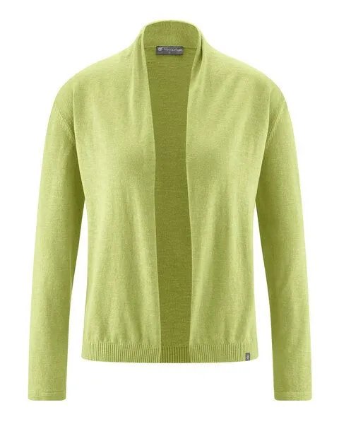 HempAge HempAge Damen-Cardigan mit Schalkragen Hanf/Biobaumwolle, Bamboo (grün), – Produktbild 3 von 4