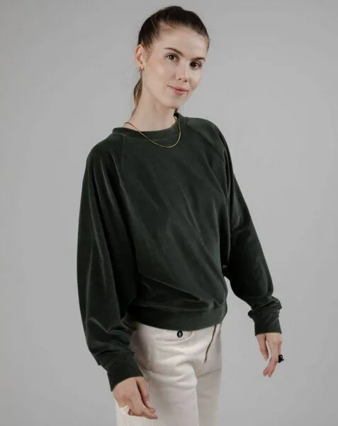 Brava Fabrics Brava Fabrics Velvet Raglan Sweatshirt Green – Produktbild 3 von 4