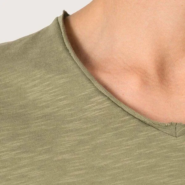 YTWOO YTWOO Herren Slub T-Shirt V-Auschnitt, Tender green, – Produktbild 3 von 4