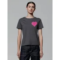 watapparel watapparel T-Shirt Frauen Pink Heart, Anthracite, – Produktbild 1 von 1