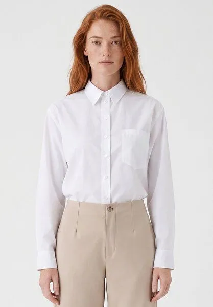 ORGANICATION ORGANICATION Hemdbluse aus Bio-Baumwolle im Popeline-Gewebe, White, – Produktbild 1 von 4