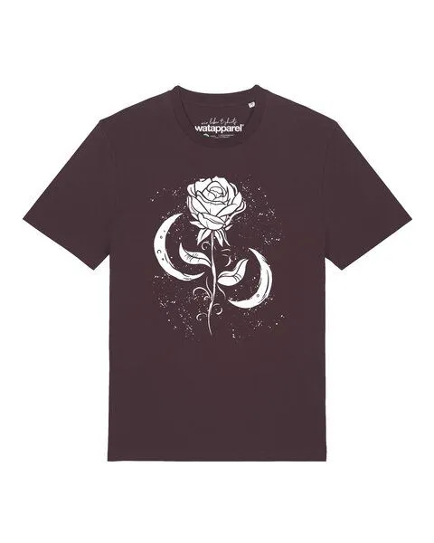 watapparel watapparel T-Shirt Unisex Rose und Mond, Red brown, – Produktbild 1 von 2