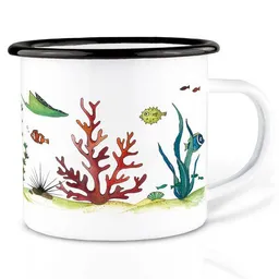 LIGARTI Emailletasse »Unterwasserwelt« von LIGARTI | 300 oder 500 ml | handveredelt in Deutschland | Cup, Kaffeetasse, Emaillebecher, Camping Becher – Produktbild 1 von 1