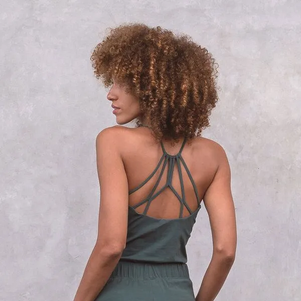 Jaya Jaya NICOLE - Damen - Top für Yoga aus Biobaumwolle mit besonderer Rückenpartie, Forest/grün, – Produktbild 4 von 4