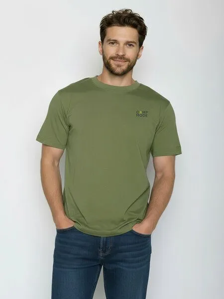 GreenBomb GREENBOMB Camp Mode Fusion - Lässiges Oversize-T-Shirt aus Bio-Baumwolle / hochwertiger Print / GOTS / Fair & Vegan, Grün (dark seed), – Produktbild 2 von 4