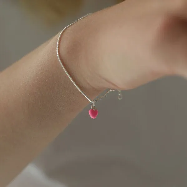 BELLYBIRD Jewellery BELLYBIRD Jewellery Armband - kleines Herz, Anhänger/ Silber/ Silber emailliert/ Silber vergoldet, Rosa, – Produktbild 1 von 4