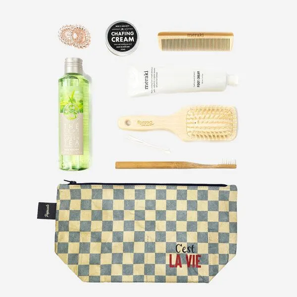 paprcuts paprcuts Kulturbeutel, C'est la vie (beige blau), – Produktbild 2 von 4