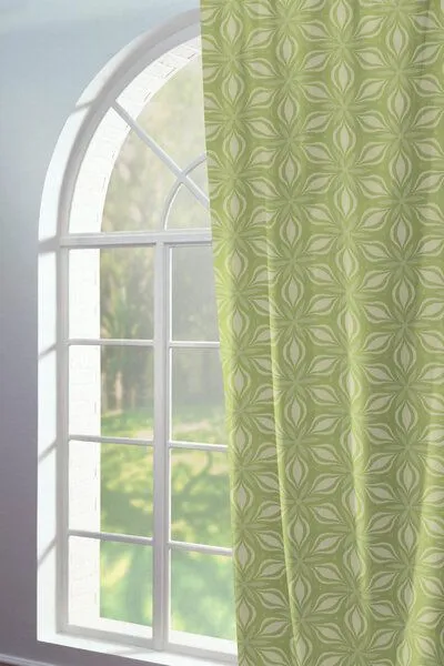 Nature by Adam Nature by Adam Vorhang aus 100% Bio-Baumwolle - Made in Germany - Retro Floret, Hellgrün, – Produktbild 4 von 7