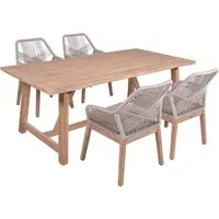 Gartenmöbel-Set "OAKLAND/POMONA 02" 5-tlg. 1 Tisch Akazie, 4 Sessel Seilbespannung beige – Produktbild 1 von 1