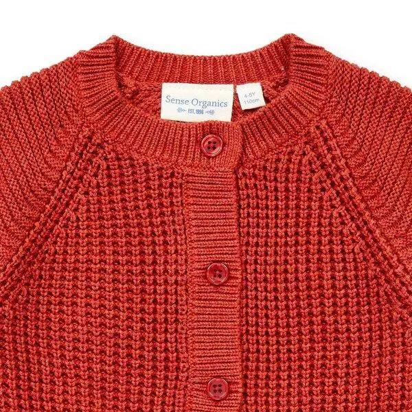 Sense Organics Sense Organics Kinder Strickjacke, Modell TULIA, Terrakotta-rot melange, – Produktbild 3 von 4