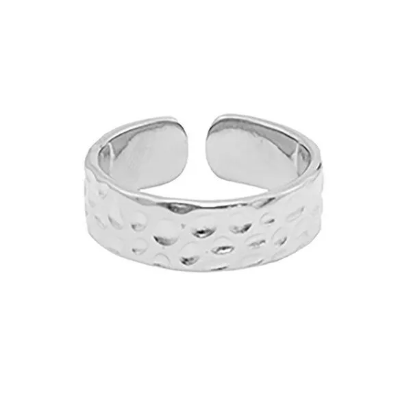 ELEKTROPULLI Größenverstellbarer Bold Hammered Dots Ring ca. Ø 17 - 19mm von Elektropulli, Silber, – Produktbild 4 von 4
