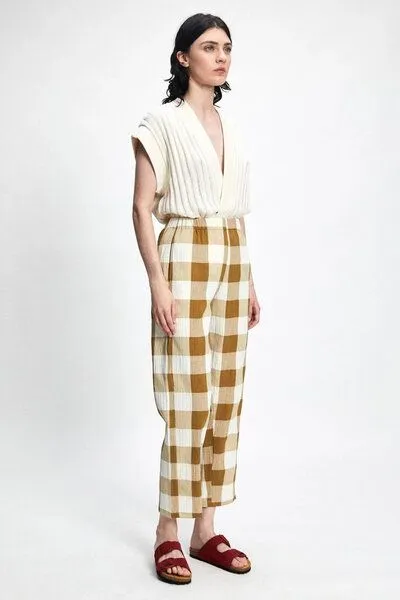 Rita Row Rita Row Sommerhose CHIMBORA aus Biobauwolle und rec. Polyester - Brown Check – Produktbild 1 von 3