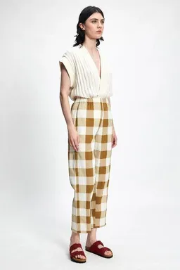 Rita Row Rita Row Sommerhose CHIMBORA aus Biobauwolle und rec. Polyester - Brown Check – Produktbild 1 von 1