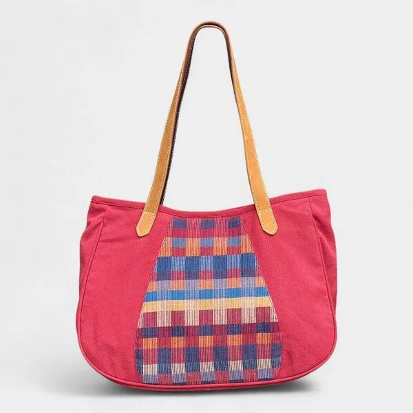 Dragolina Dragolina Schultertasche/ Shopper Bente mit Webstoff der Pwo Karen, Terracotta, – Produktbild 1 von 3