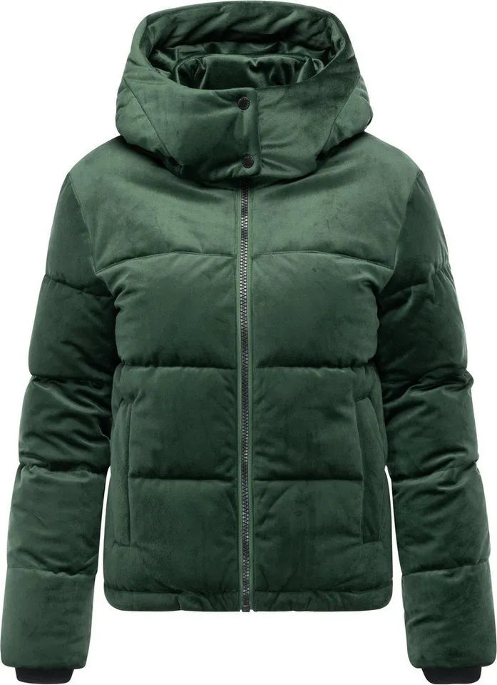 ragwear ragwear Steppjacke Roobie Velvet YOUMODO Gesteppte Teddyjacke in Samtoptik mit Kapuze, Grün, – Produktbild 2 von 5