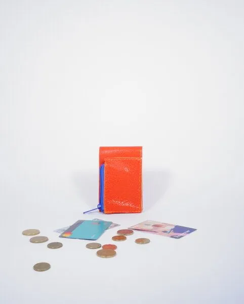monday market monday market Lederportemonnaie Ida aus pflanzlich gegerbtem Leder, Orange-blau, – Produktbild 2 von 4