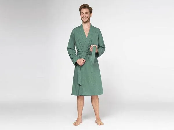 Yumeko Bademantel Jersey Damen/Herren "Yumeko" aus Bio-Baumwolle, Pine green, – Produktbild 1 von 4