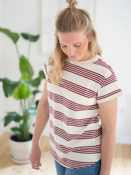 FUXBAU FUXBAU FF Frauen Streifenshirt, Creme bordeaux, – Produktbild 2 von 4
