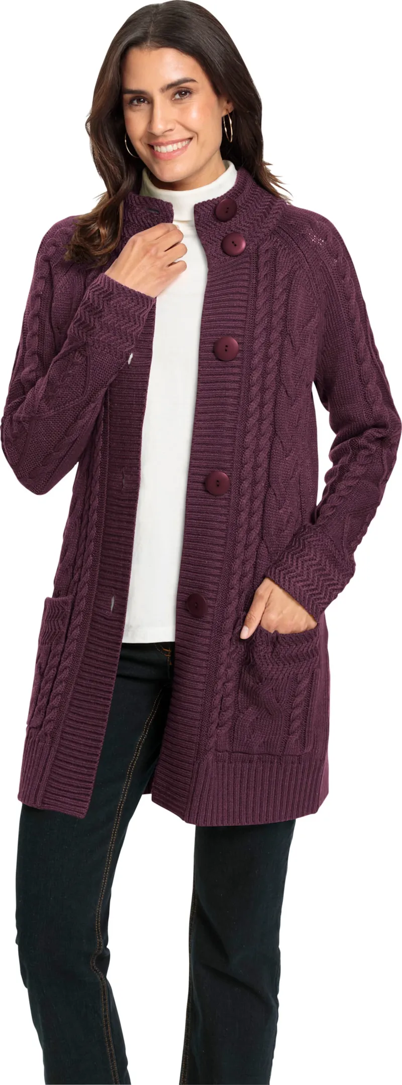 Witt Longstrickjacke, Burgund, – Produktbild 2 von 2