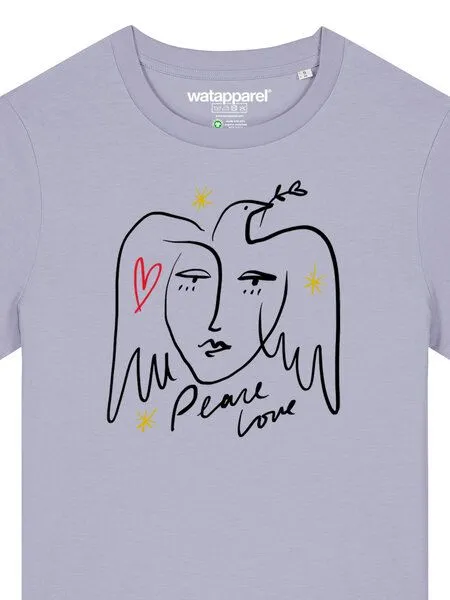 watapparel watapparel T-Shirt Frauen Peace Love, Lavender, – Produktbild 3 von 4