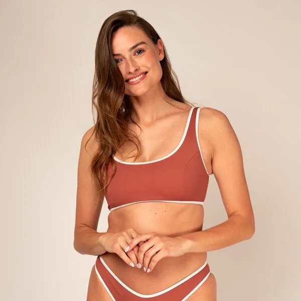 Woodlike Ocean Woodlike Ocean Allie Bikini Top - wendebar white / rose brown / lila, Braun, – Produktbild 1 von 3
