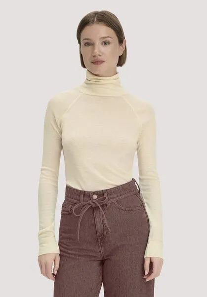 hessnatur hessnatur Longsleeve Slim aus Bio-Merinowolle und TENCEL Lyocell, Vanille, – Produktbild 1 von 4