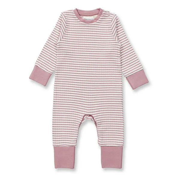 Sense Organics sense-organics Baby Strampler geringelt, Modell TONA, Altrosa-weiß geringelt, – Produktbild 1 von 4