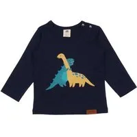 Walkiddy Baby Langarmshirt GOTS zertifiziert, 95% Bio-Baumwolle, dunkelblau, Dino-Print, weich & elastisch – Walkiddy – Produktbild 1 von 1