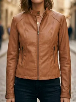 Will's Vegan Store Will's Vegan Store Damen vegan Jacke Racer Kunstleder Braun – Produktbild 1 von 1