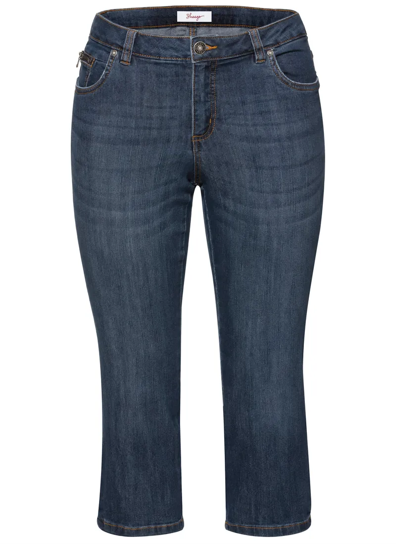 sheego Caprijeans dark blue denim, Dark blue denim, – Produktbild 1 von 2