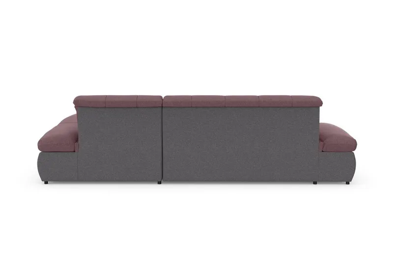 DOMO collection Ecksofa MORIC 300x172 cm, XXL-Sofa mit viel Platz, L-Form, auch in Cord, wahlweise mit Bettfunktion und Armteilverstellung, grau-beere, Grau, – Produktbild 5 von 5
