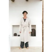 AmourLinen AmourLinen Wabenförmiger Bademantel für Männer, Creme, – Produktbild 1 von 1
