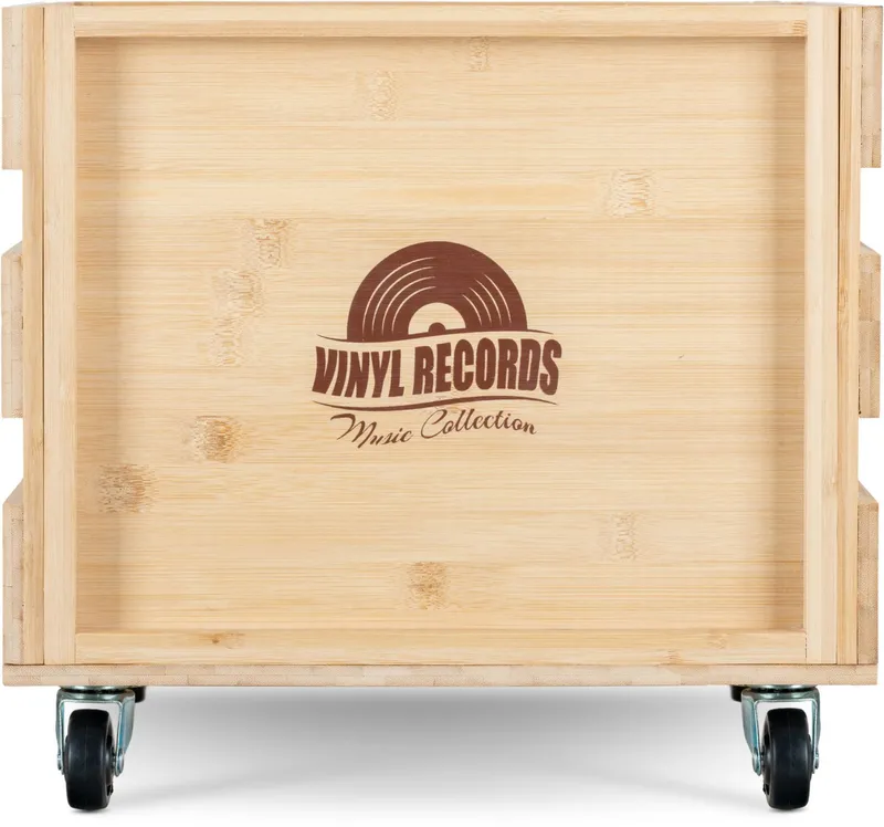 Stagecaptain Holzkiste Emil Schallplattenkiste Bambus Natur für bis zu 100 LPs (1 St), für bis zu 100 LPs - aus Vollholz im Retro-Design, Beige, – Produktbild 1 von 5