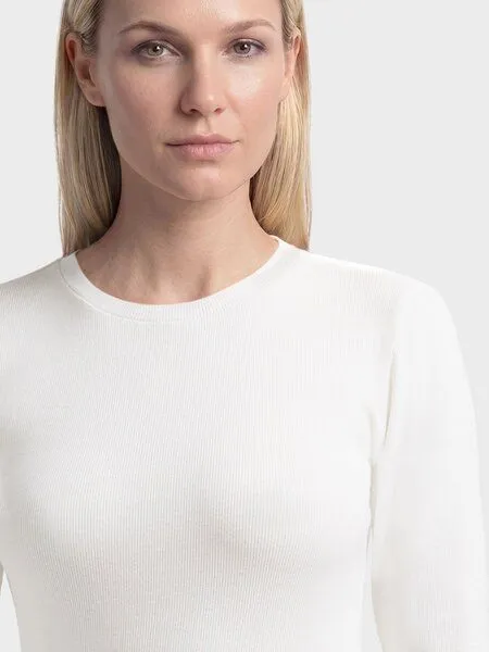 KnowledgeCotton Apparel KnowledgeCotton Apparel Langarmshirt - Rib Scoop neck long sleeved - aus Bio-Baumwolle, Weiß (star-white), – Produktbild 3 von 3