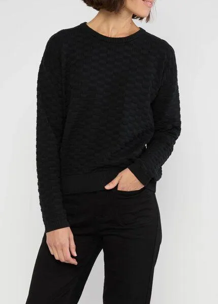 blutsgeschwister Blutsgeschwister Checkerboard Pullover aus Biobaumwolle - Chic Promenade, Diamond knit black (schwarz), – Produktbild 1 von 3