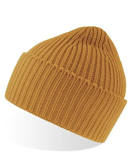 Atlantis Headwear Atlantis Headwear grob gestrickte Beanie-Mütze aus Polylana®-Garn, Mustard, – Produktbild 2 von 3