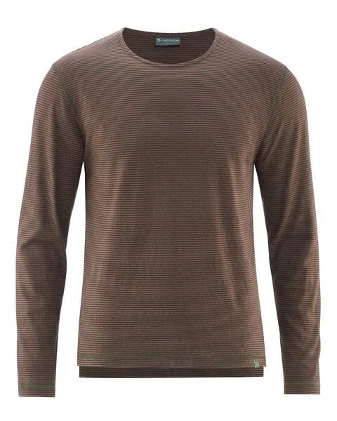 HempAge HempAge Herren Langarmshirt gestreift Hanf/Biobaumwolle, Moss(rot), – Produktbild 2 von 3