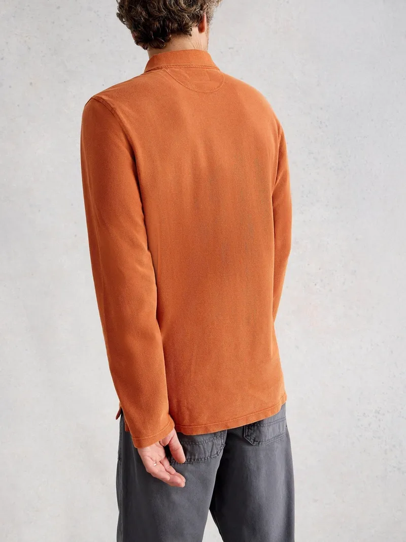 White Stuff Langarm-Polohemd Utility - S/R, Mittelorange, – Produktbild 4 von 4