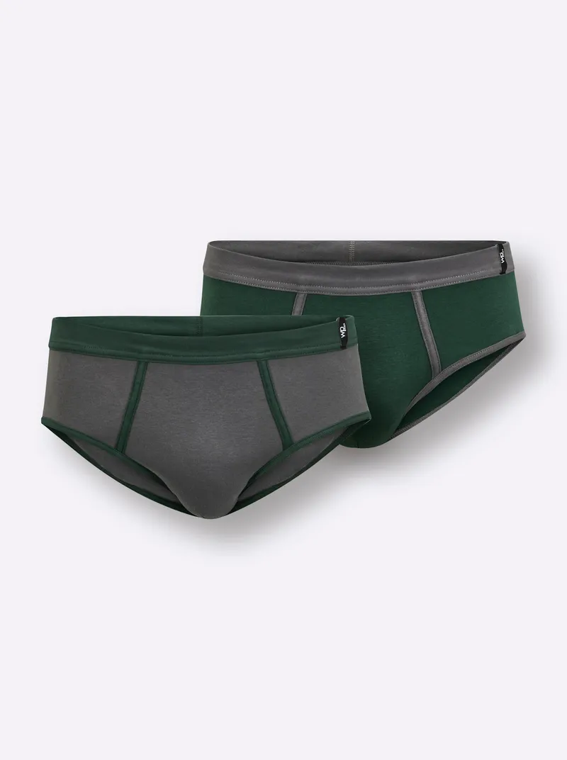 wäschepur men Slip anthrazit + moos, Anthrazit + moos, – Produktbild 1 von 3