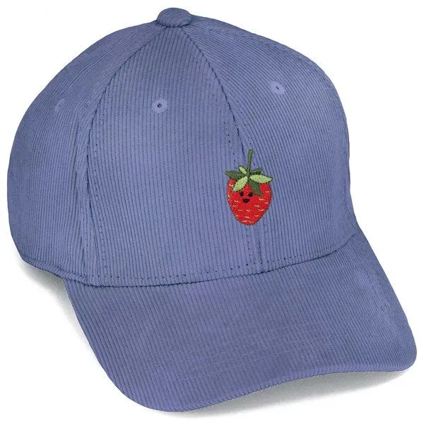 LIGARTI Bestickte Cord Cap – Erdbeere – LIGARTI Tiermanufaktur, Taubenblau, – Produktbild 1 von 4