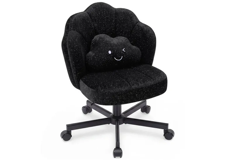 COMHOMA Bürostuhl Schminkstuhl Homeoffice Stuhl, Schreibtischstuhl Drehstuhl mit Rrollen, höhenverstellbar,für Schminktisch,Arbeitszimmer, Schwarz, – Produktbild 1 von 8