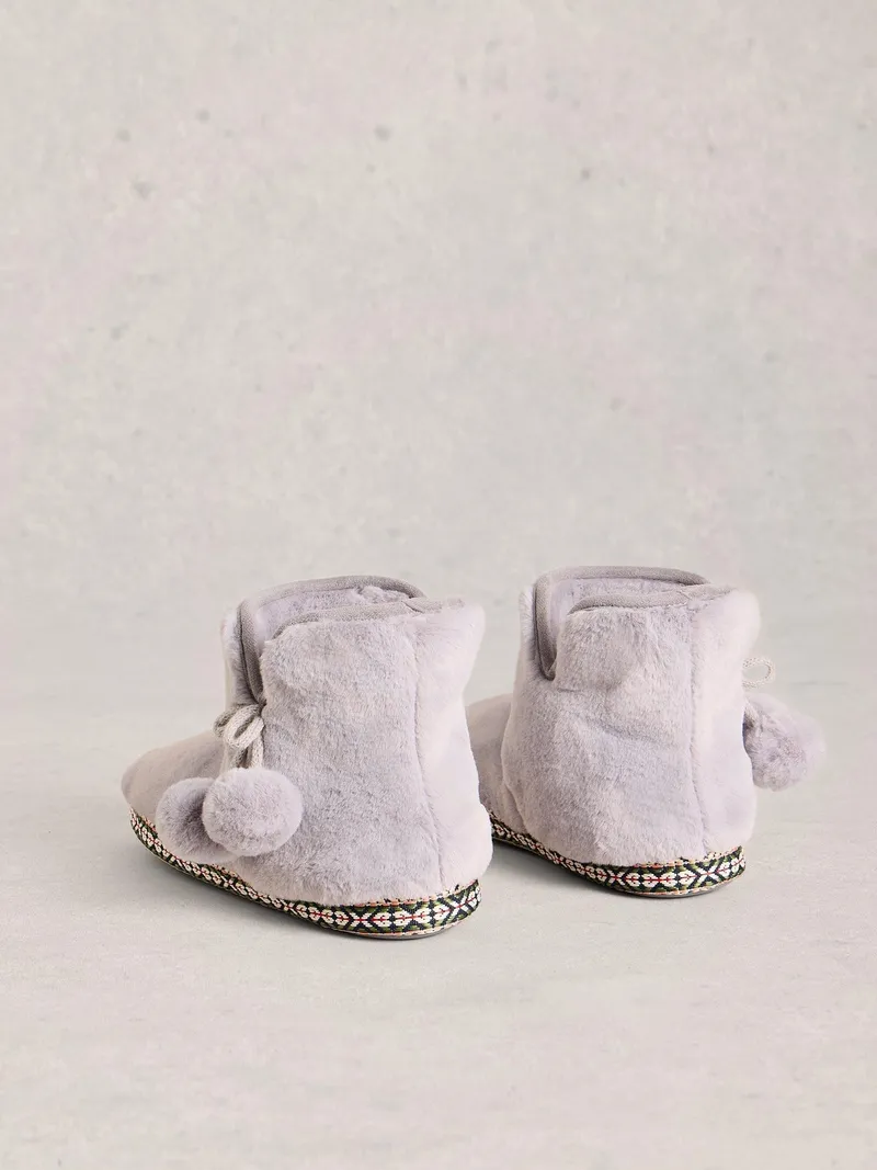 White Stuff Hausschuhe aus Webpelz - S, Mittelgrau, – Produktbild 3 von 4