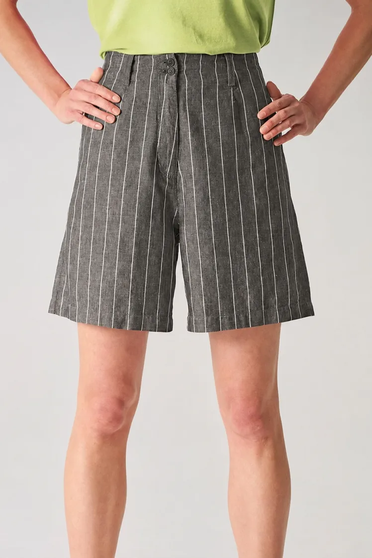 HempAge Hempage Damen vegan Shorts Striped Asphalt, Grau, – Produktbild 2 von 2