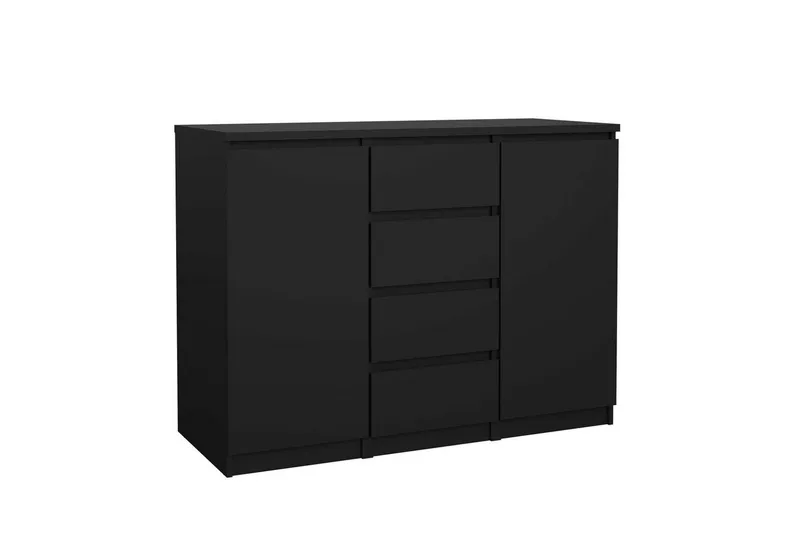Home affaire Kommode Naia - 4 Schubladen & 2 Türen, grifflose Front, Made in Denmark (Breite: 121 cm, in mehreren Farben), Sideboard, skandinavisches & modernes Design mit viel Stauraum, Schwarz, – Produktbild 6 von 8