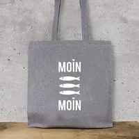 Bow & Hummingbird Bow & Hummingbird Baumwollbeutel "Moin Moin Fische" aus recycelter Baumwolle, Weiss, – Produktbild 1 von 1