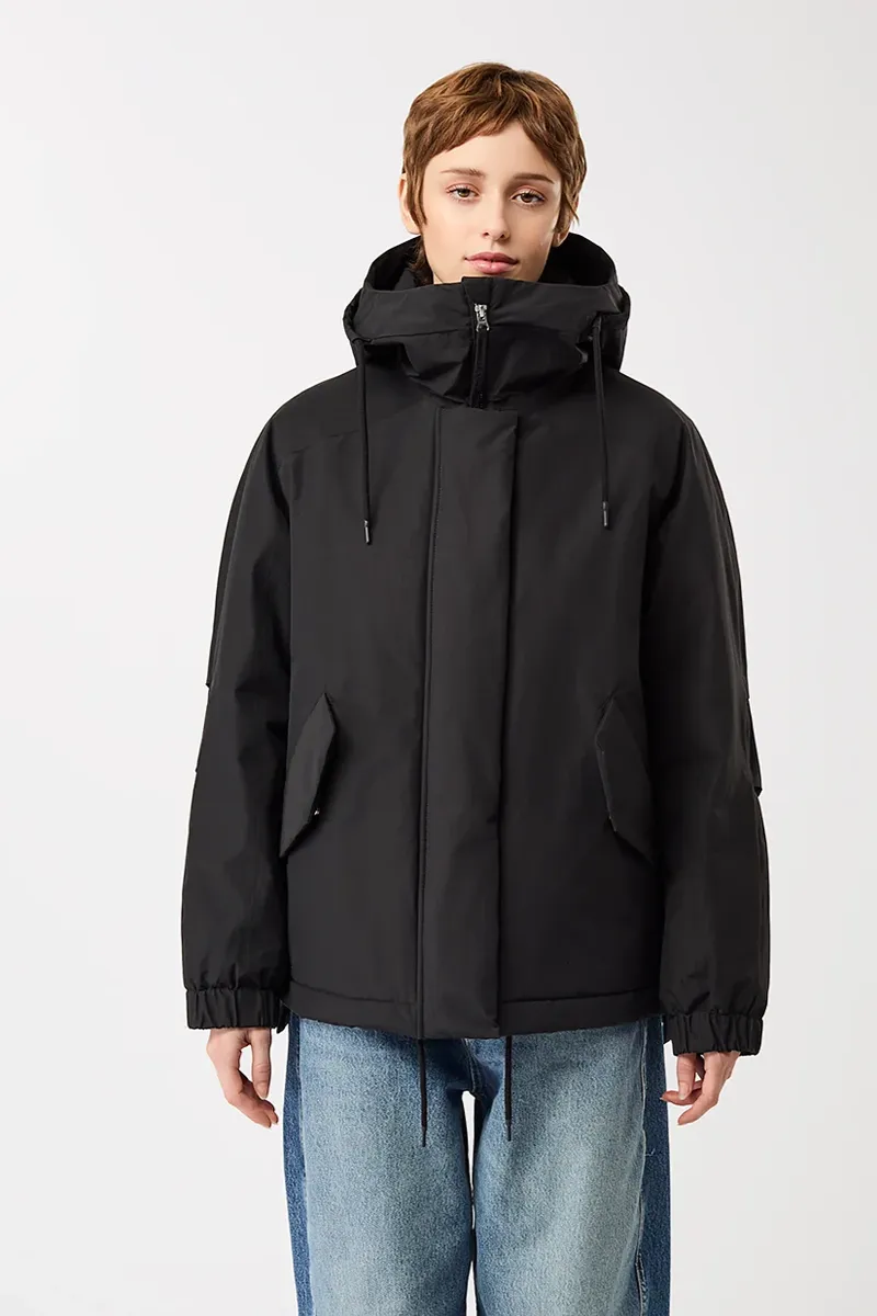 LangerChen LangerChen Damen vegan Kurzer Wattierter Parka Schwarz, Schwarz, – Produktbild 2 von 2