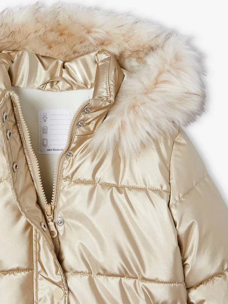 Vertbaudet Mädchen Steppjacke mit Kapuze und Fleecefutter, Gold, – Produktbild 4 von 4
