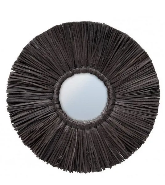 Bazar Bizar Bazar Bizar The Alang Alang Spiegel Ø 35 cm aus natürlichem Gras, Schwarz, – Produktbild 1 von 4